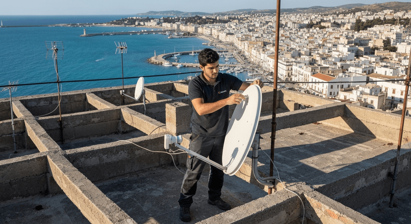 تركيب وإصلاح أنظمة الأقمار الصناعية